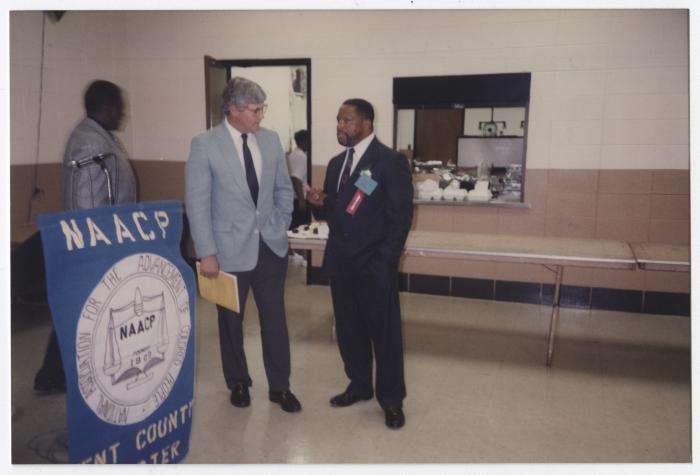 Delegate Ronald Guns and Rev. Hunter at N.A.A.C.P. meeting