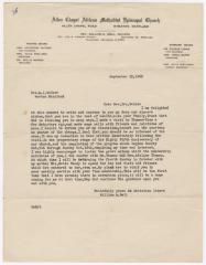 Letter: Reverend William A. Bell to Reverend A.J. Walker, September 23, 1960