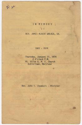 Funeral Program: Reverend James Albert Walker Sr.