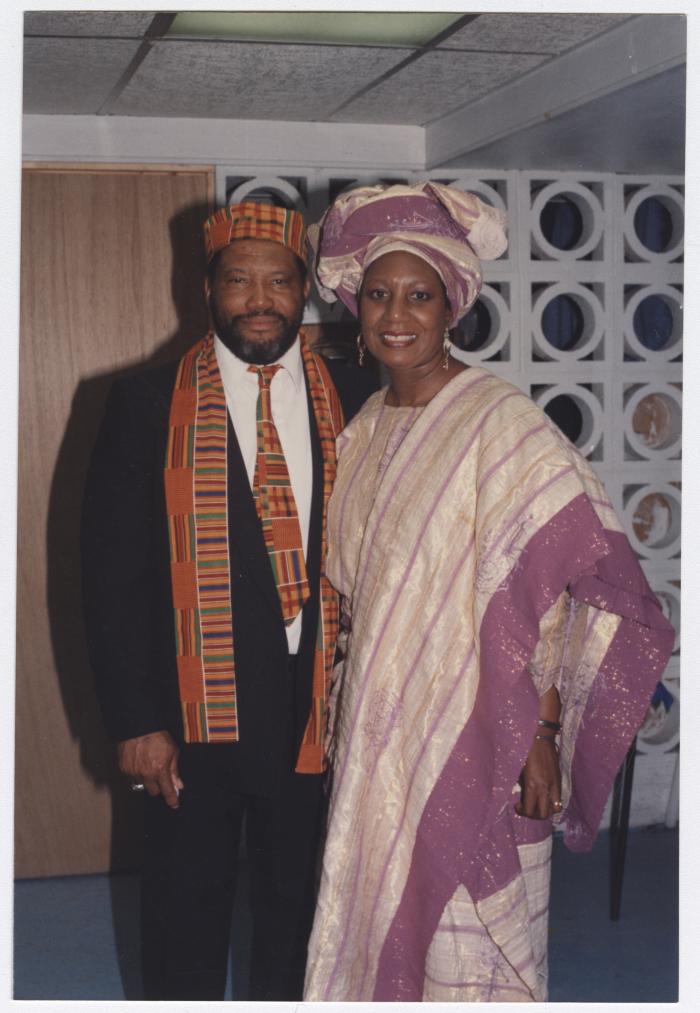 Two people in traditional African dress