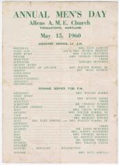 Annual Men's Day program, May 15, 1960