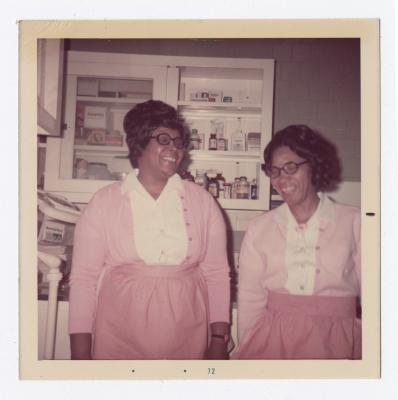 Loretta Sampson and Geraldine Brooks working in Quality Control at Vita Foods.