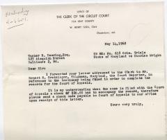 Letter regarding appeal
