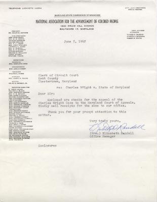 Letter regarding appeal