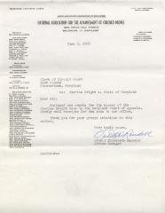 Letter regarding appeal