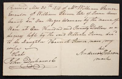 Harriet Skinner's inheriting of an enslaved woman, Nan