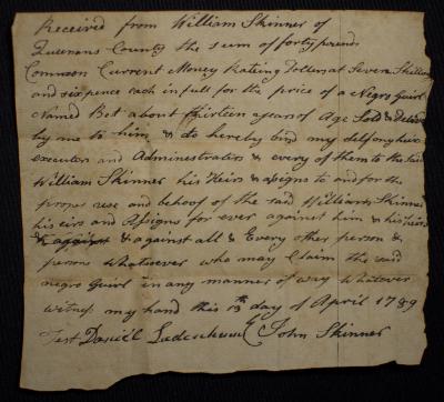 Sale of an enslaved girl named Bet