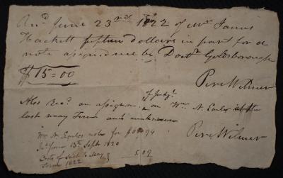 Record of amount due of Hackett to Wilmer