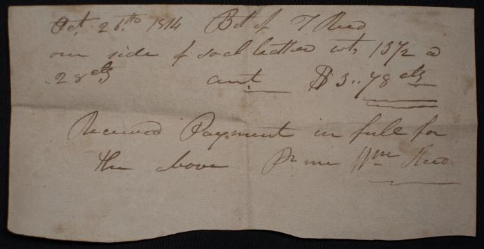 Confirmation of T. Reed payment to William Reed
