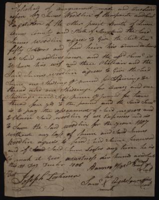 Agreement between James Woodlin and Samuel Eccleston