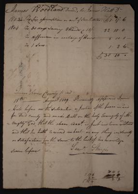 James Woodland account with James Hall and William H. Nichoyey[?]