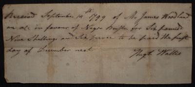 "Hugh Wallace Recd. 1799"