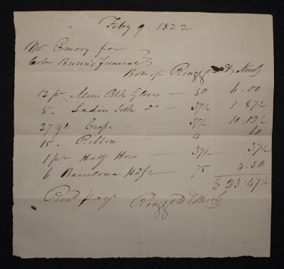 Expenses for John Brown's funeral