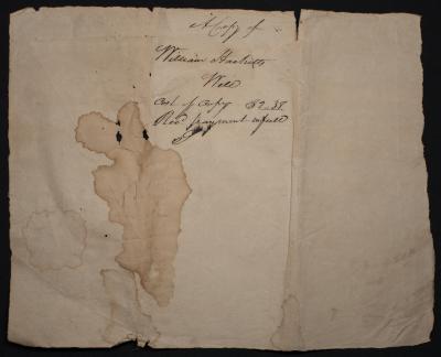 A copy of the will of William Hackett