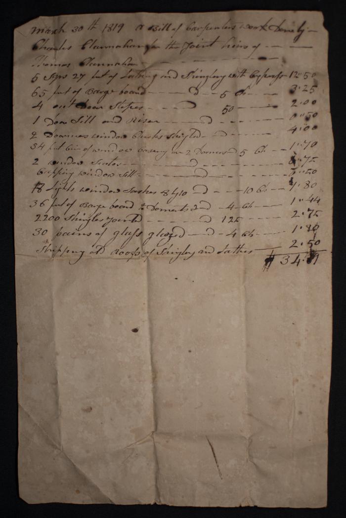 Bill of carpenters work 