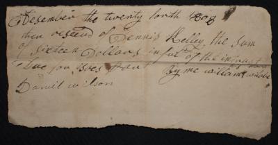 Record of Dennis Kelley paying interest to William Wilabe