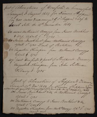 "Alienations of Hemfield, Sheppards Discovery, Barfield, Ashford, & part Providence"