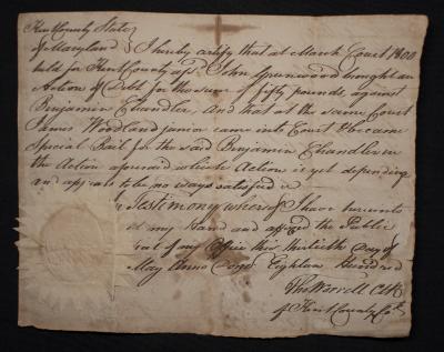 Action of debt brought against Benjamin Chandler