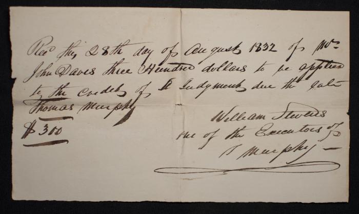 Record of payment to Thomas Murphy from John Daves