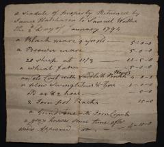 Property returned to Samuel Wallis by James Hatcherson