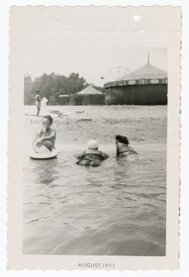 Essie Nickerson, Emma Hutchins, and Eleanor Ringgold at Sparrow's Beach, 1953