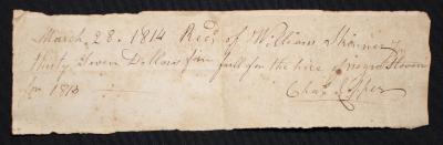 Record of the hire of enslaved person Steven by William Skinner 