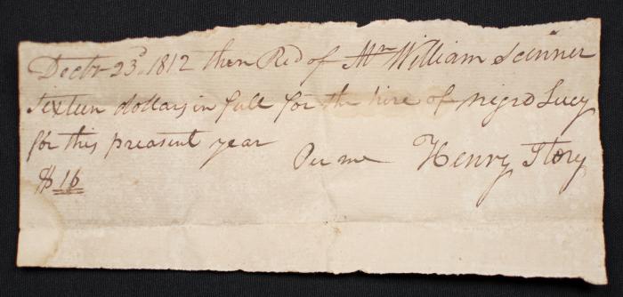 Hire of enslaved women named Lucy by William Skinner 