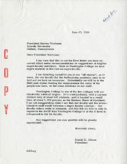 Letter from President Daniel Gibson to President Marvin Wachman