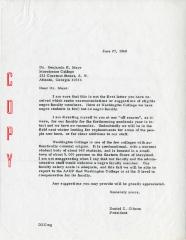 Correspondence between Benjamin Mays and Pres. Daniel Gibson