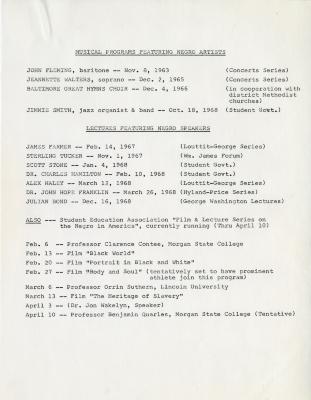 List of Programs and Activities Featuring African Americans