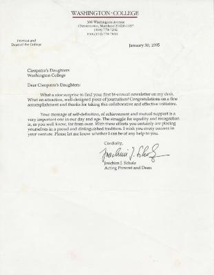 Letter from Joachim J. Scholz to the Cleopatra's Daughters
