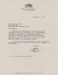 Letter from President John S Toll to Phyllis Oddoye
