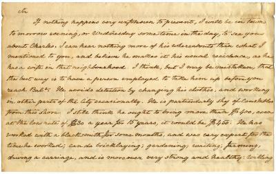 Letter from Alphonsa Blake to their lawyer Joseph Wickes
