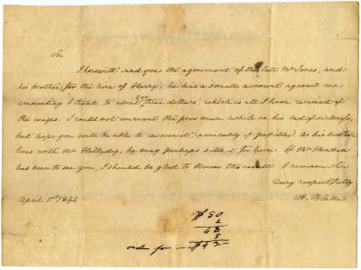 Letter from Alphonsa Blake to their lawyer Joseph Wickes