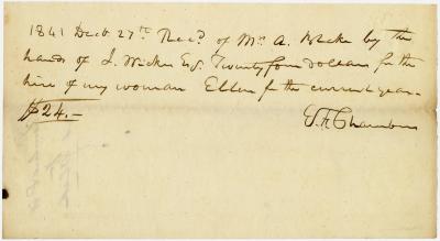 Receipt for the hire of Ellen