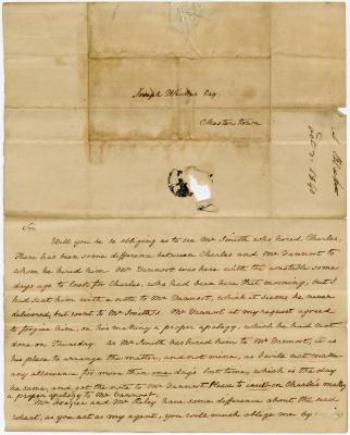 Letter from Alphonsa Blake to their lawyer Joseph Wickes