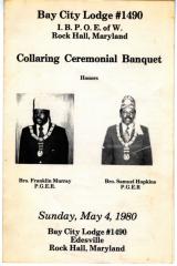 Bay City Lodge Collaring Ceremony program for the Improved Benevolent and Protective Order Elks of the World