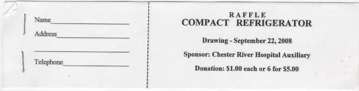 Raffle ticket for compact refrigerator