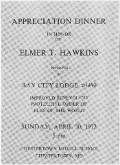 Elmer T. Hawkins appreciation dinner program