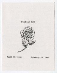 William Lee memorial thank you card