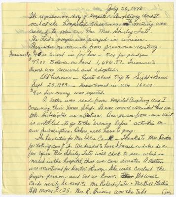 Hospital Auxiliary Unit II meeting minutes