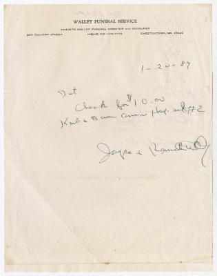 Check from Kenneth Walley to the Hospital Auxiliary