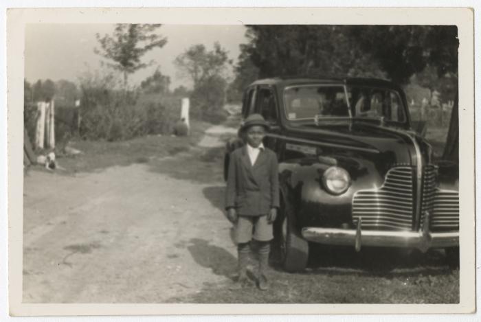 Young boy with car