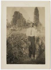 Man with bushes