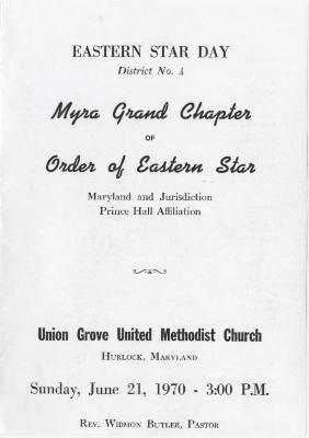 Program for the Order of the Eastern Star's Eastern Star Day church service 