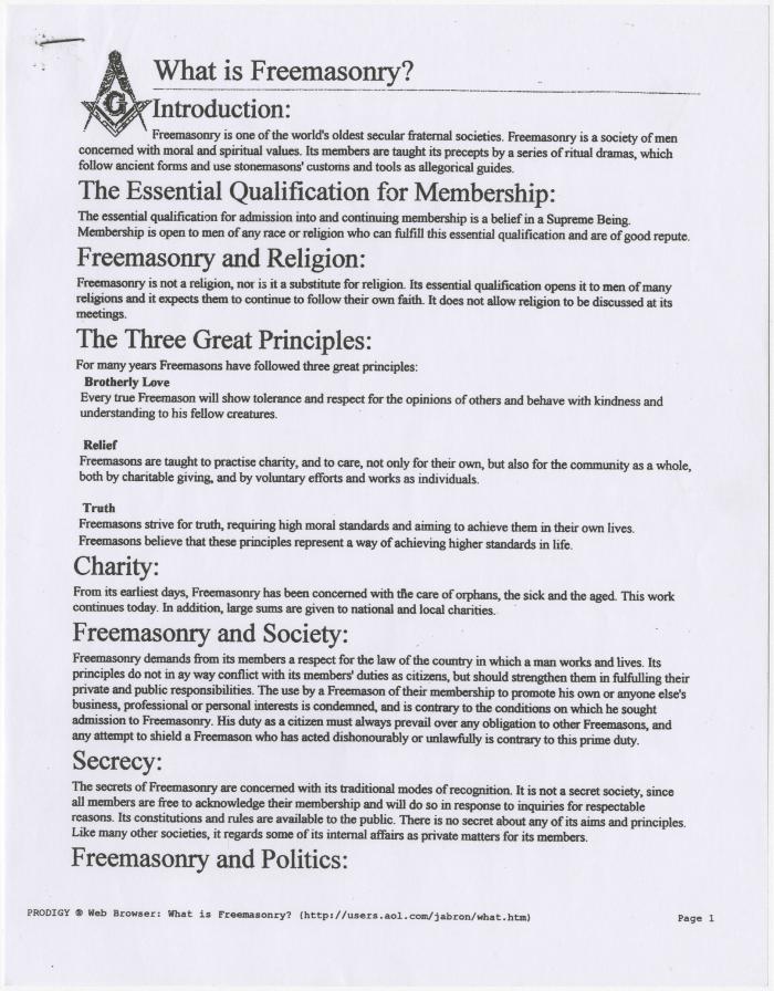 "What is Freemasonry?"