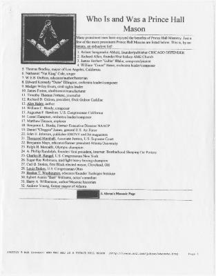 "Who is and was a Prince Hall Mason"
