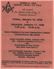 Flier to the 6th annual Dr. Martin Luther King, Jr. “freedom revival” event

