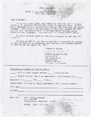 Letter to the Solar Sisters of the Order of Eastern Stars advertising banquet honoring Solsitne Briscoe