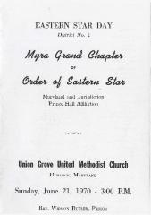 Program for the Order of the Eastern Star's Eastern Star Day church service 